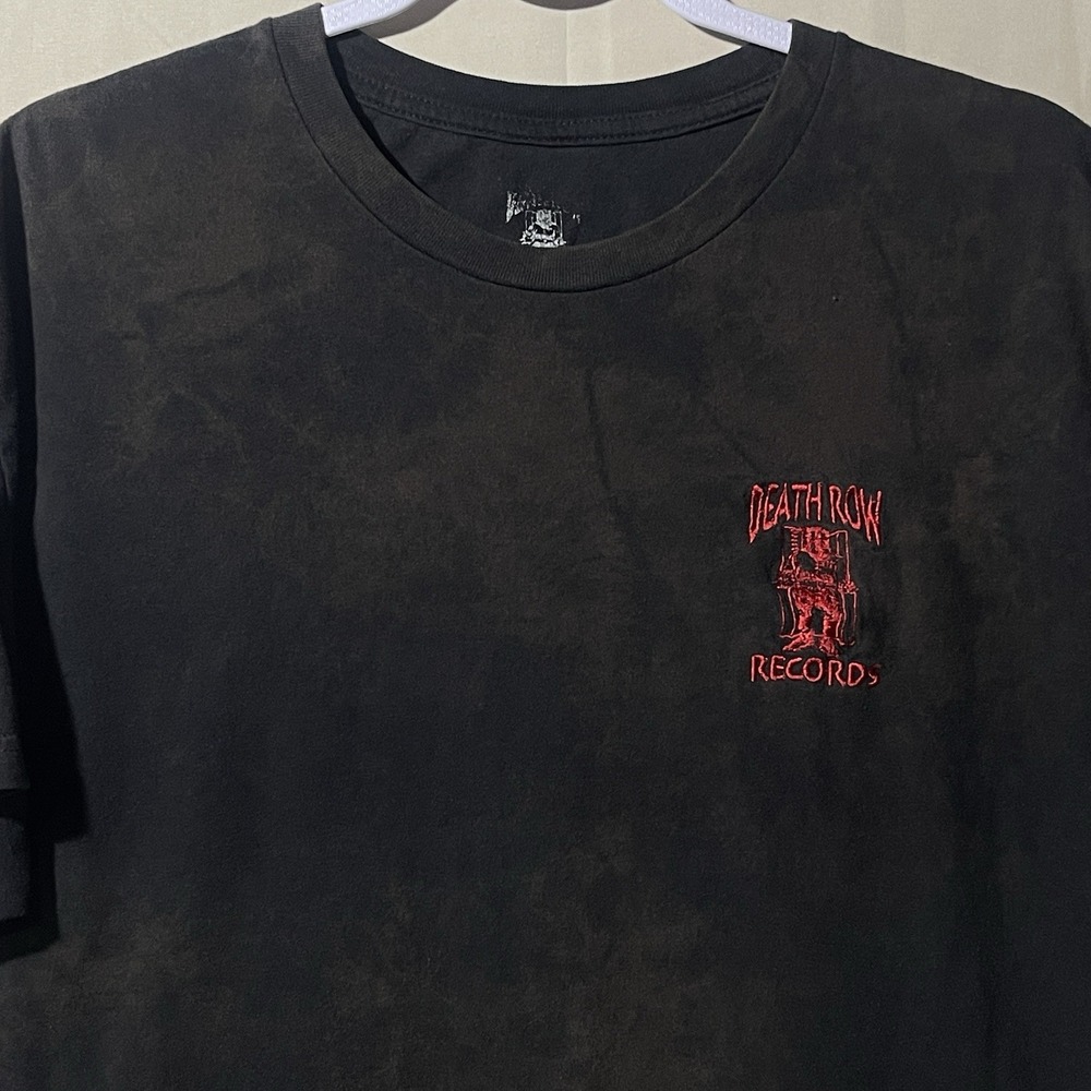 Death Row Records Shirt Mens Size L/XL Black Tie Dye Embroidered Logo Vintage